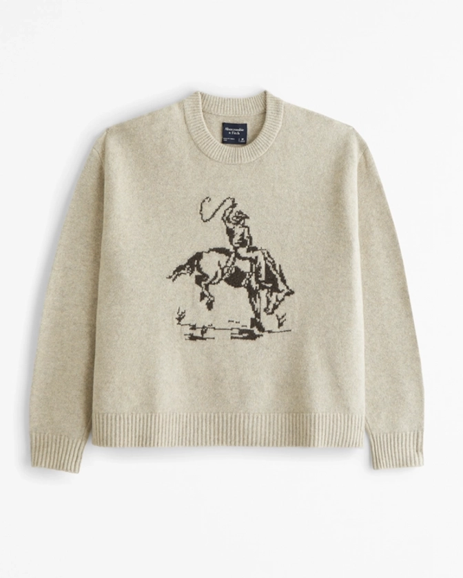 Men's Oversized Cowboy Graphic Crew Sweater | Men's | Abercrombie.com