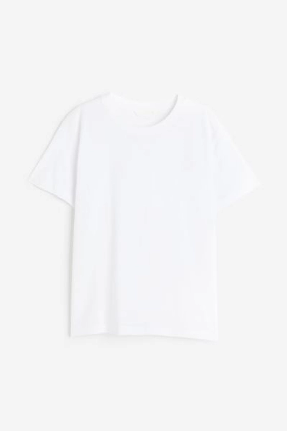 Katoenen T-shirt - Roomwit/zwart gestreept - DAMES | H&M NL