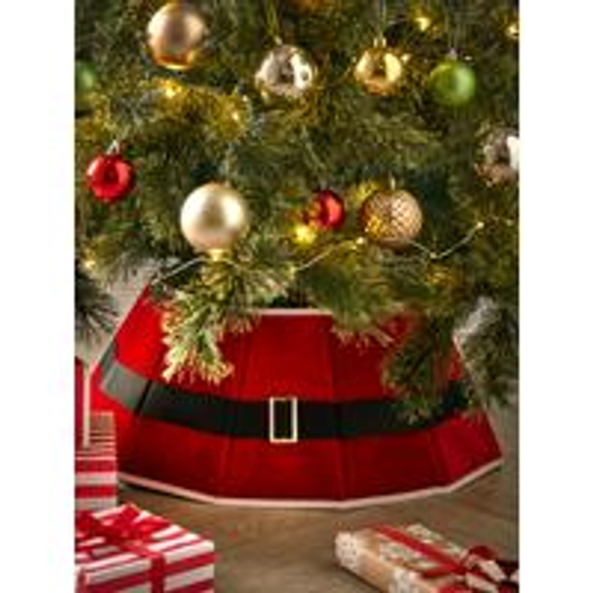 Festive Collapsible Santa Belt Christmas Tree Skirt