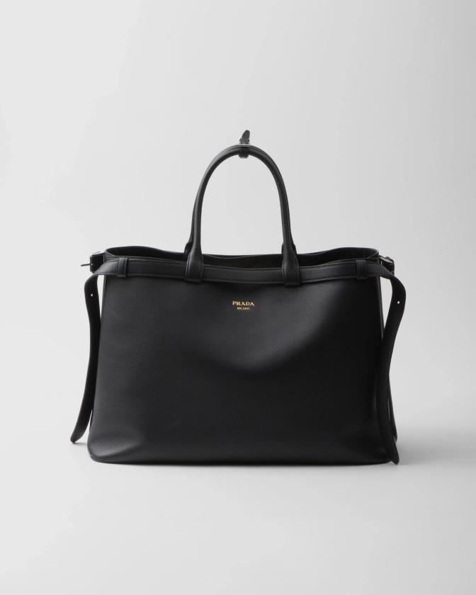 Sac Prada Buckle En Cuir Avec Double Ceinture Caramel | PRADA