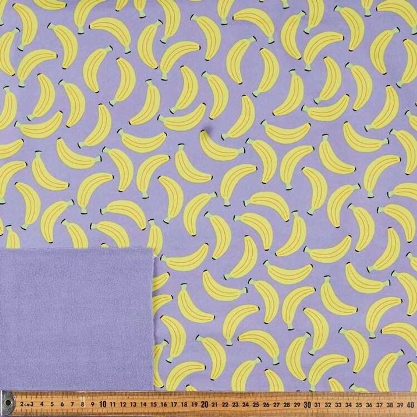 Bananas Printed 148 cm Soft Shell Fleece Fabric Multicoloured
