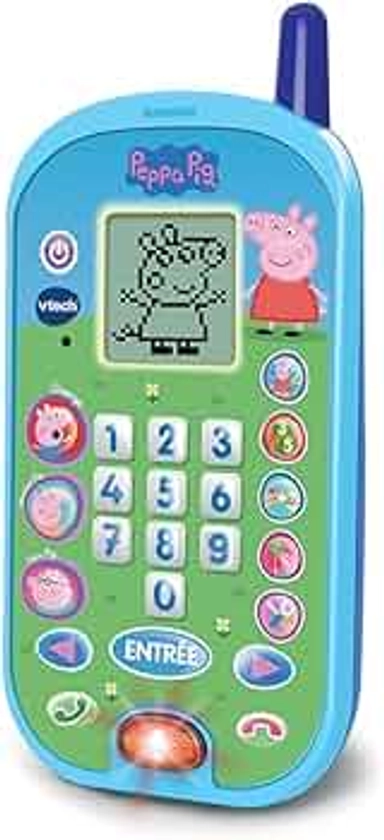 VTech - Peppa Pig, Le Smartphone Éducatif, Téléphone Portable Enfant avec Écran Rétroéclairé, 4 Jeux, Jouet Interactif, Cadeau Enfant de 2 Ans à 5 Ans - Contenu en Français