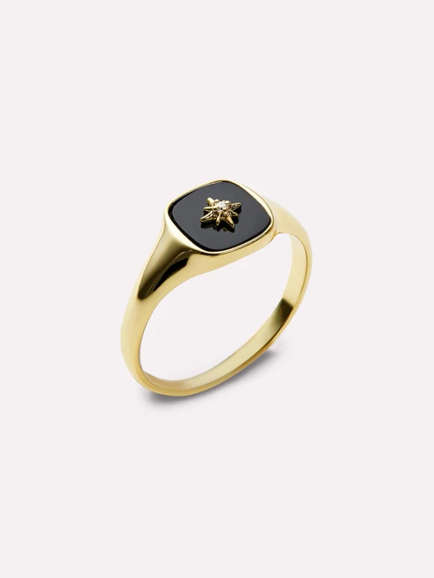 Gold Signet Ring - Amara Black