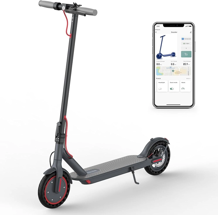 Amazon.com : Roinside Electric Scooter - 8.5" Solid Tires, 350W Motor, Up to 19 MPH and 15 Miles Long-Range Portable Foldable Commuting Scooter for Adults with Double Braking System and App, Red : Sports & Outdoors