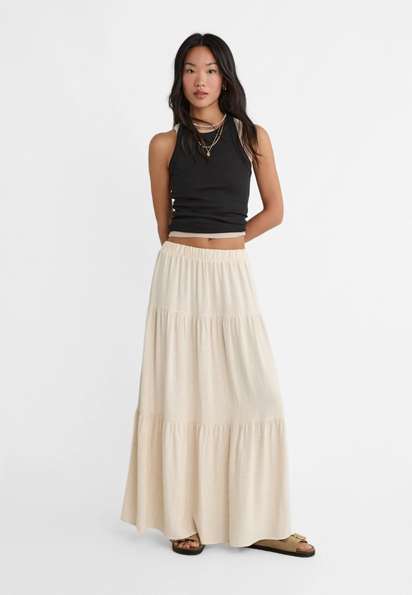 Flowing linen blend skirt