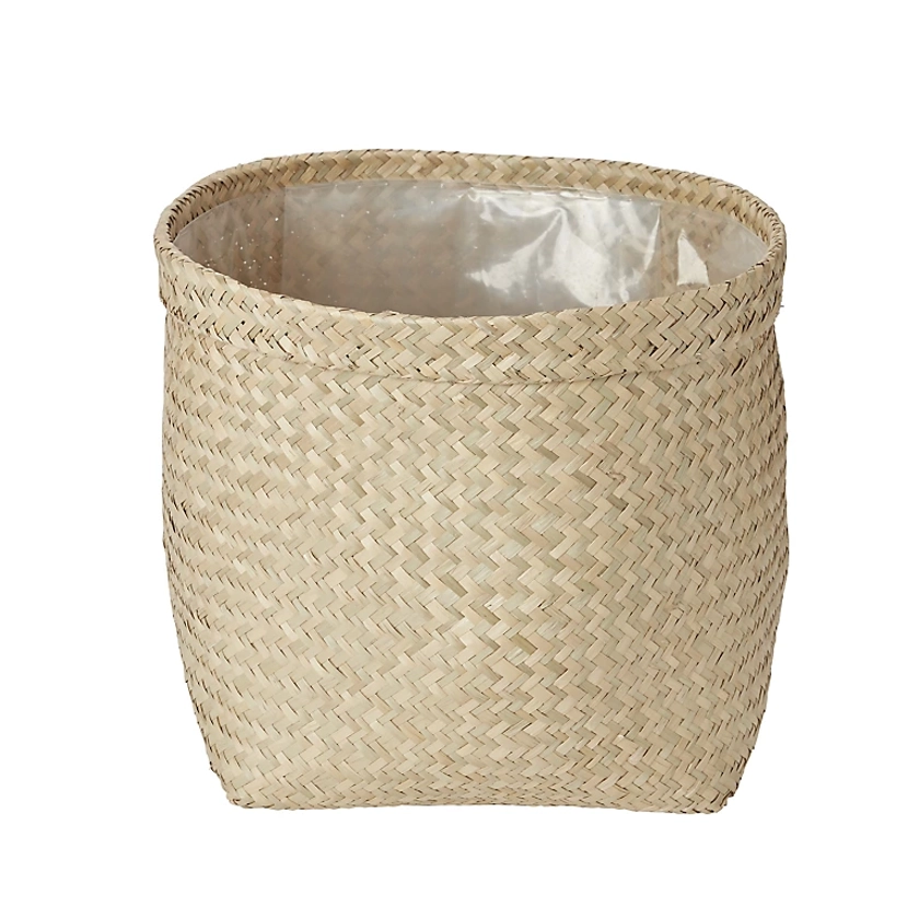 Natural Seagrass Herringbone Circular Plant pot (Dia)35cm | DIY at B&Q