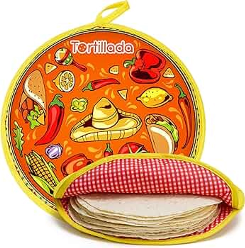 Tortillada - 30 cm Tortilla Warmer/Heat Container microwaveable Made of Cotton/Polyester (Orange)