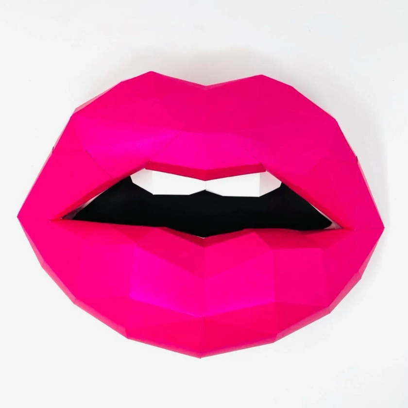 Paper Lips Hot Pink Wall Art for Home Office or Salon | Fashion Lover 