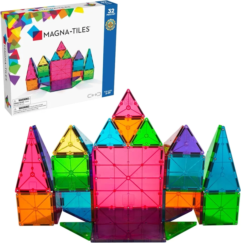 Magna-Tiles® - Blocs Couleurs claires 32 Pièces magnétiques de Construction 3D, 57088, Multicolore