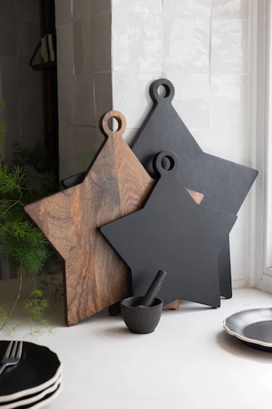 Rockett St George Black Wood Small Serve Board Star