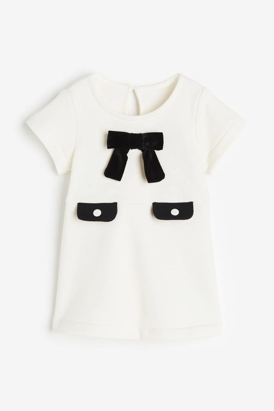 Bow Detail Dress - White/Black - Kids | H&M AU