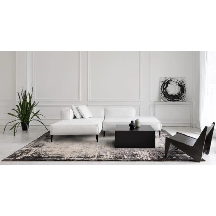 Kuza Border Abstract Modern Distressed Soft Velvety Silky Rug