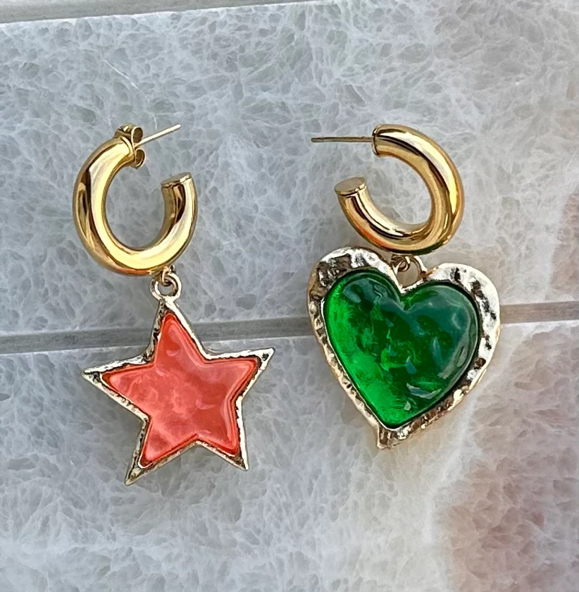 Fun Heart Star Earring