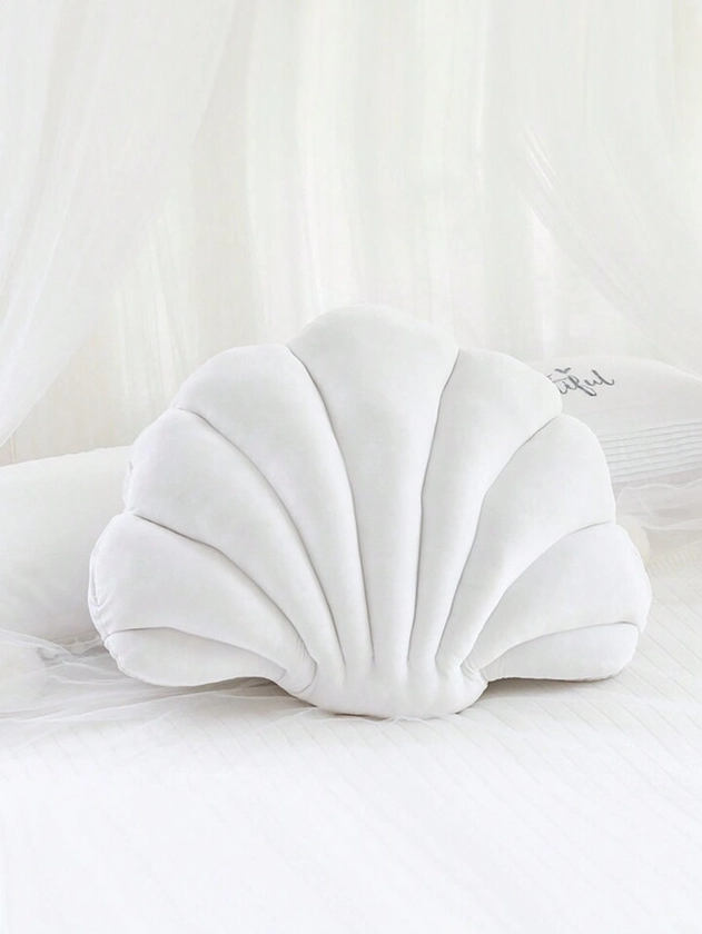 Velvet Shell Shaped Pillow Ocean Style Home Decor Cushion For Sofa, Office Chair