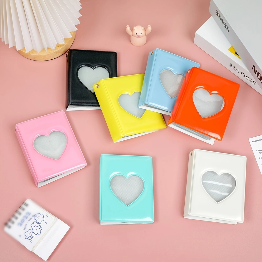 Album photo d'amour de 3 pouces Petit livre de stockage de cartes Album photo pendentif d'amour pouvant contenir 32 photos