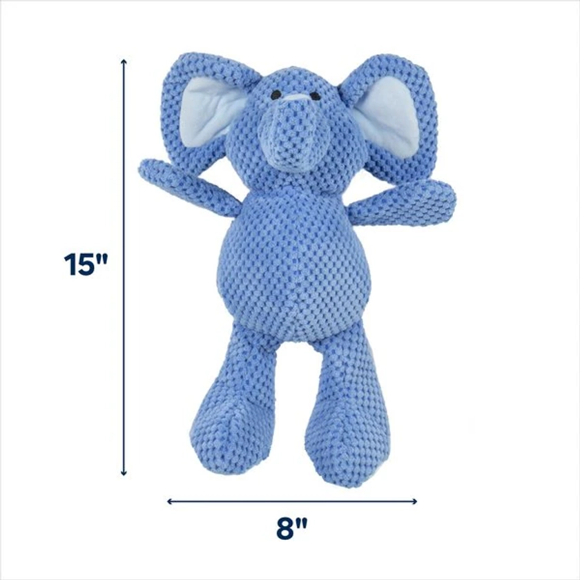 GoDog Checkers Elephant Plush Squeaky Dog Toy
