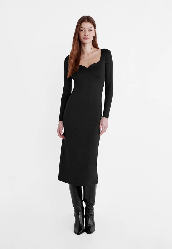 Robe midi encolure cœur