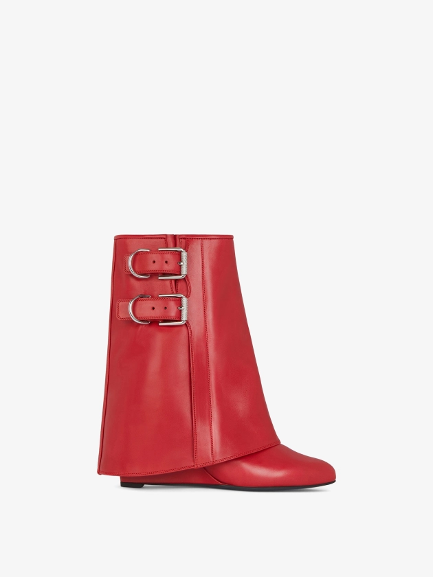 Bottines Shark Lock Buckles en cuir - rouge | GIVENCHY FR