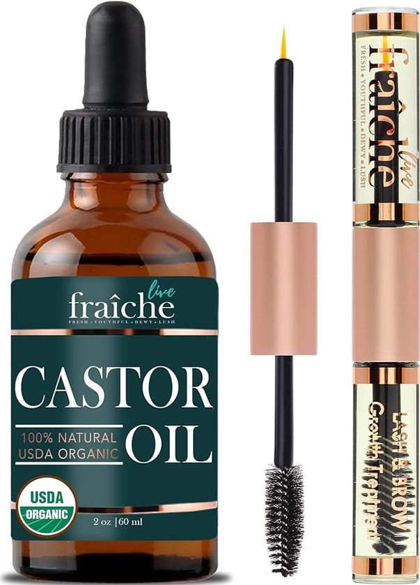 Amazon.com: Castor Oil Organic (2oz) + FREE Filled Mascara Tube USDA Certified, 100% Pure, Cold Pressed, Hexane Free by Live Fraiche. Hair Growth Oil for Eyelashes, Eyebrows, Lash Growth Serum. Brow Treatment : Beauty & Personal Care