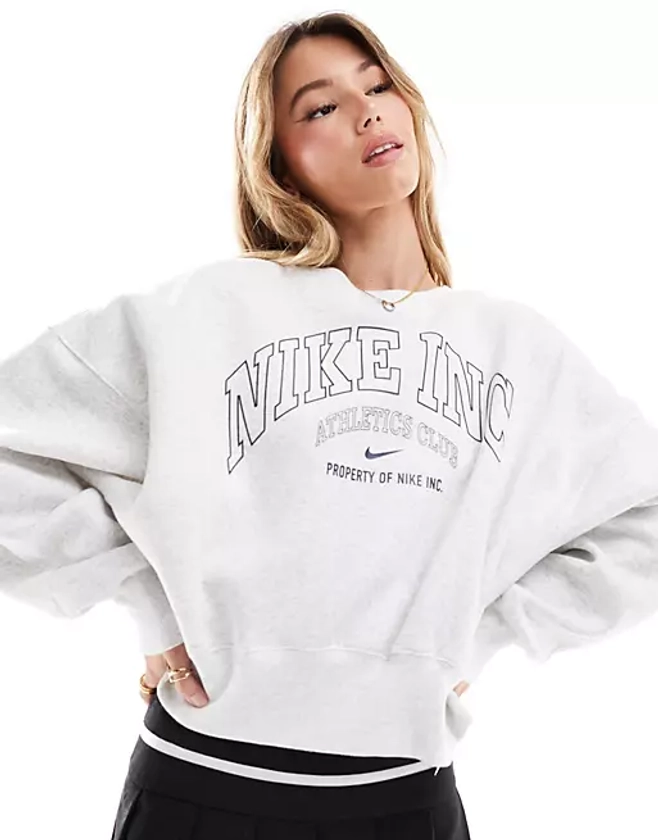 Nike Phoenix fleece sportswear logo over-oversized sweatshirt in gray