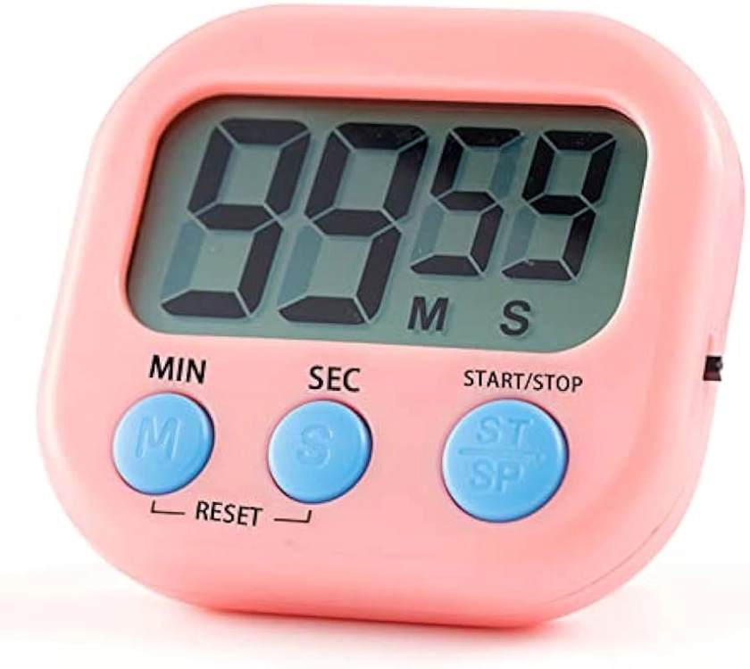 Digital Kitchen Timer Magnetic Backing Stand, Timers for Baking, Kitchen, Study, Exercise Training, Count up&Count down Clock Loud Alarm (PINK)