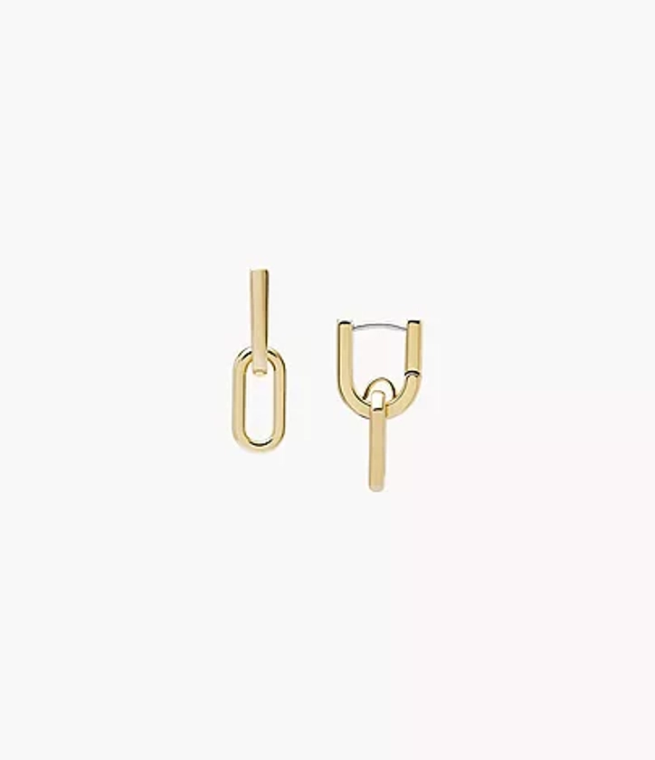 Boucles d’oreilles pendantes Heritage D-Link en acier inoxydable, doré