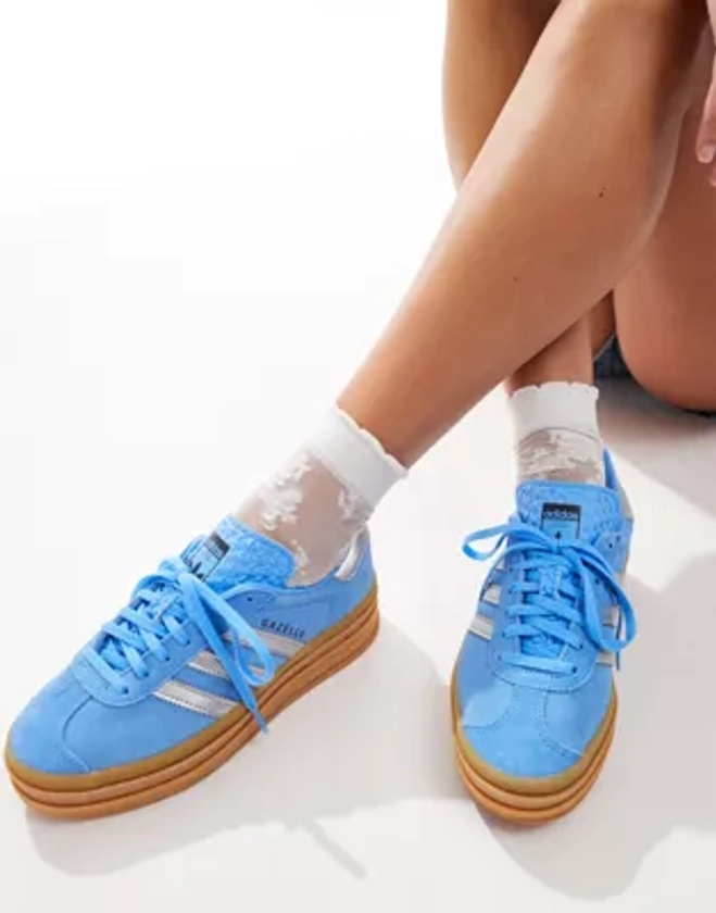 adidas Originals - Gazelle Bold - Baskets avec semelle en caoutchouc - Bleu/argenté | ASOS