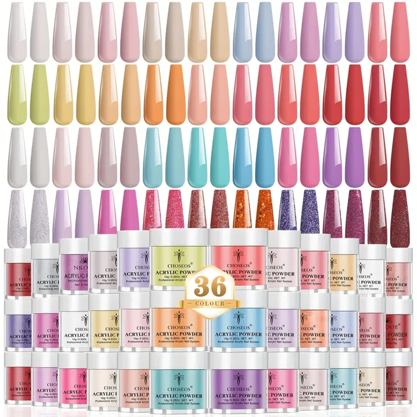 36 Color Acrylic Powder Gift Box Set Used 3d Nail Extensions - Temu Australia