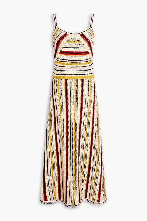 ZIMMERMANN Striped crochet-knit cotton midi dress | THE OUTNET