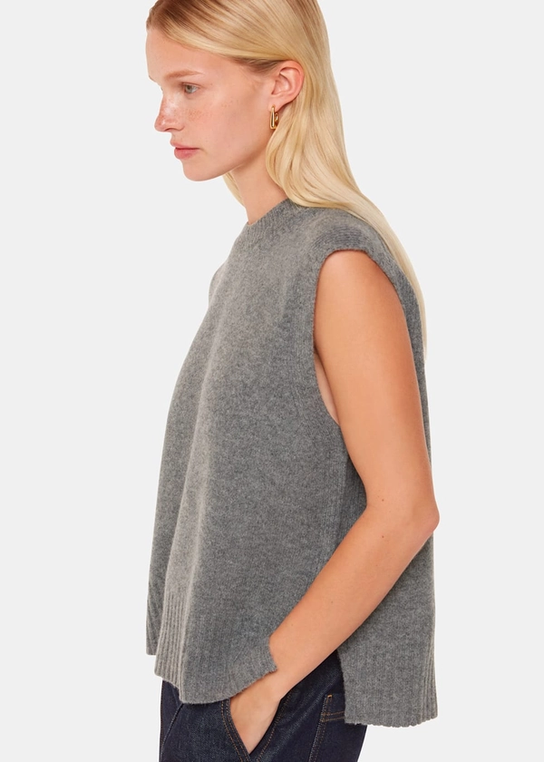 Grey Wool Sleeveless Tank | WHISTLES | Whistles UK | 