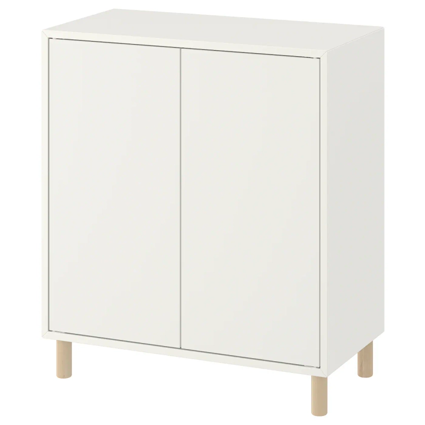 EKET Cabinet combination with legs, white/wood, 70x35x80 cm - IKEA