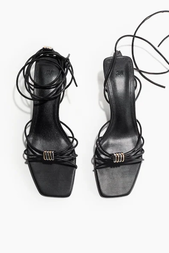Sandales à talon avec brides fines - Talon haut - Noir - FEMME | H&M FR