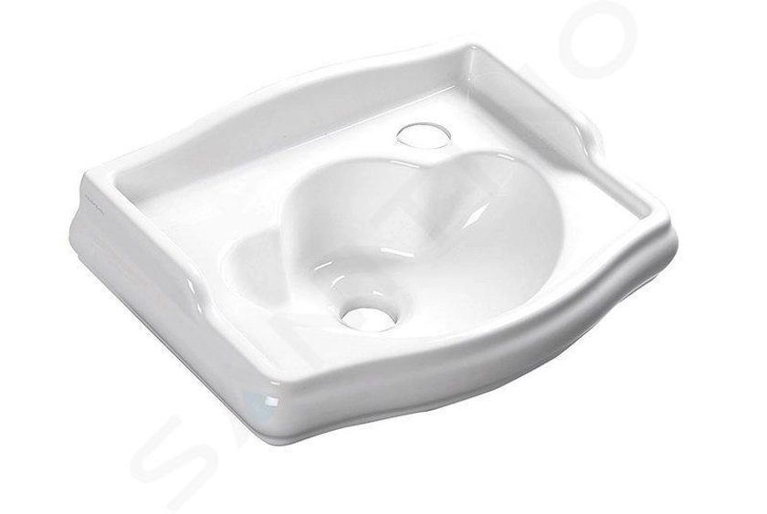 Sapho Kerasan Retro - Lave-mains céramique 410x300 mm, trou pour robinetterie à droite, sans trop-plein, blanc 103301DX