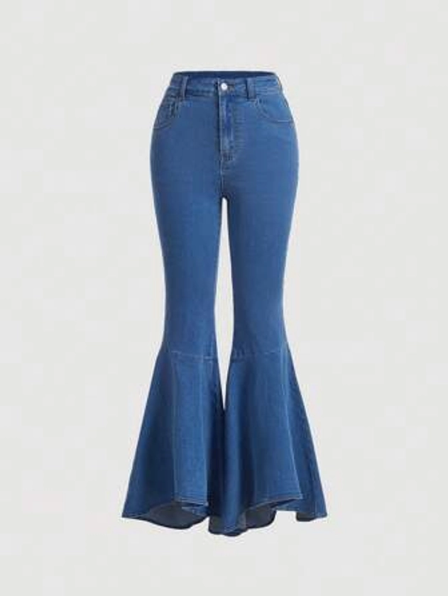 SHEIN MOD Slant Pocket Flare Leg Jeans