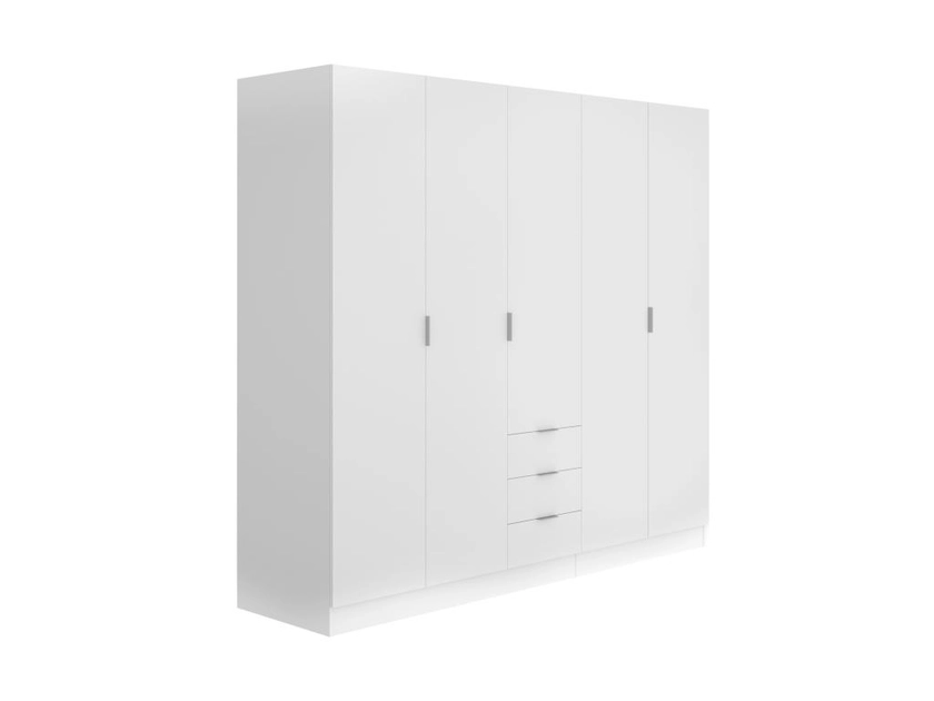 Armoire 5 portes et 3 tiroirs en coloris blanc - LISTOWEL