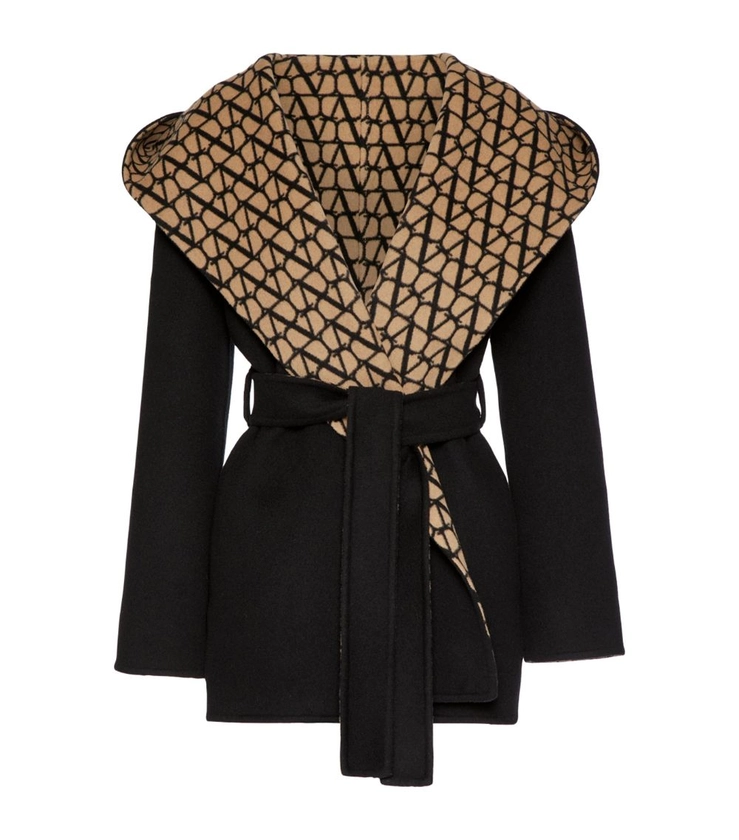Womens Valentino Garavani black Wool-Blend VLogo Hooded Coat | Harrods # {CountryCode}