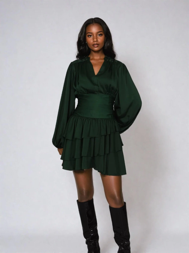 Nadine Belted Ruffle Dress