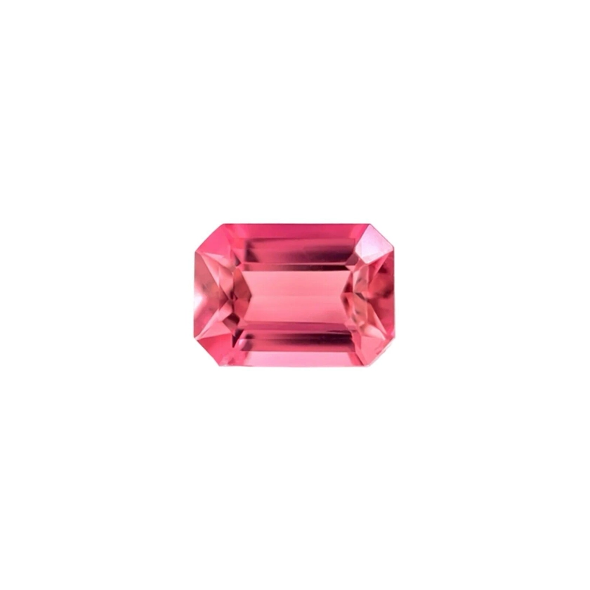 FINE 0.74ct Vivid Pink Rubelite Tourmaline Emerald Octagon Cut