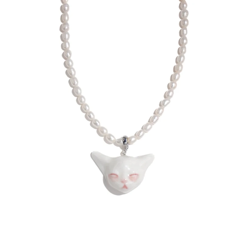 Angry Puss Porcelain Freshwater Pearl Necklace