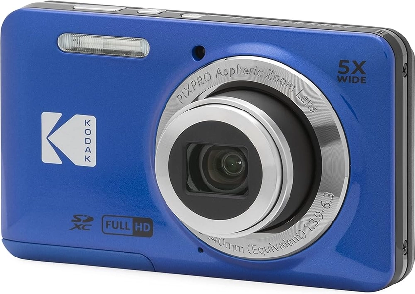 KODAK Pixpro FZ55 - Appareil Photo Numérique 16 Mégapixels, Zoom Optique 5X, Ecran LCD 2.7, Stabilisateur Optique, Full Vidéo HD 720p, ‎Lithium-ION - Bleu