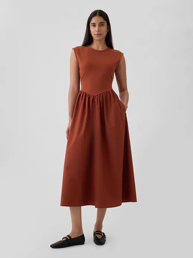 Drop-Waist Midi Dress