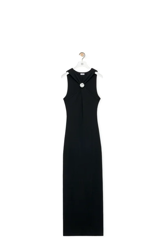 Anagram pebble dress in cotton Black - LOEWE