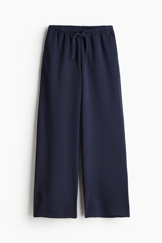 Pantalon jogger ample - Taille régulière - Longue - Bleu marine - FEMME | H&M FR