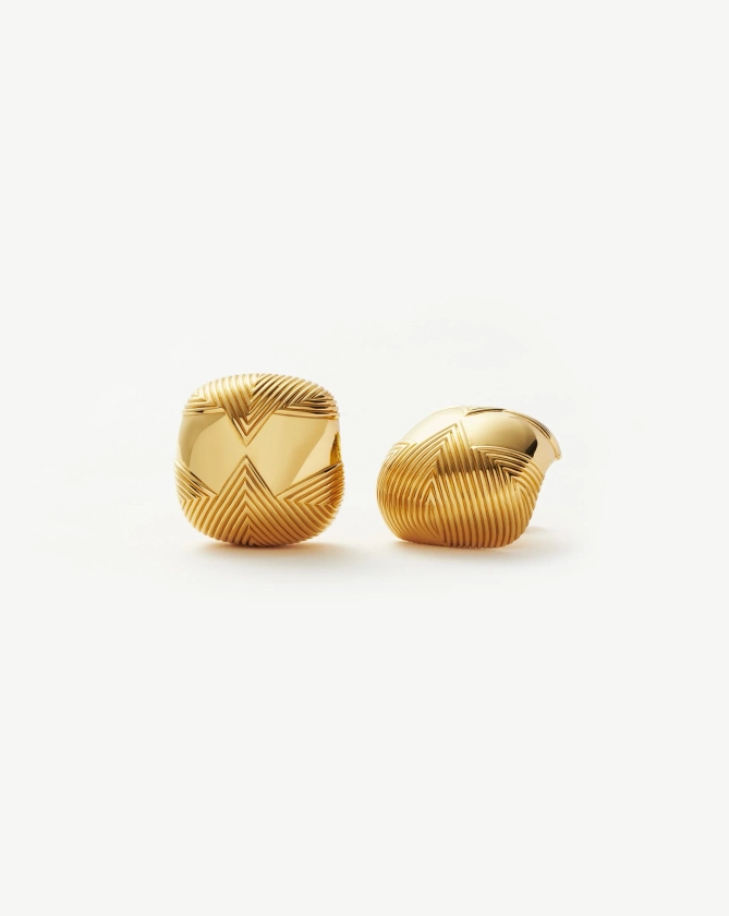 Hera Oversized Dome Ridge Stud Earrings | 18ct Gold Plated Earrings