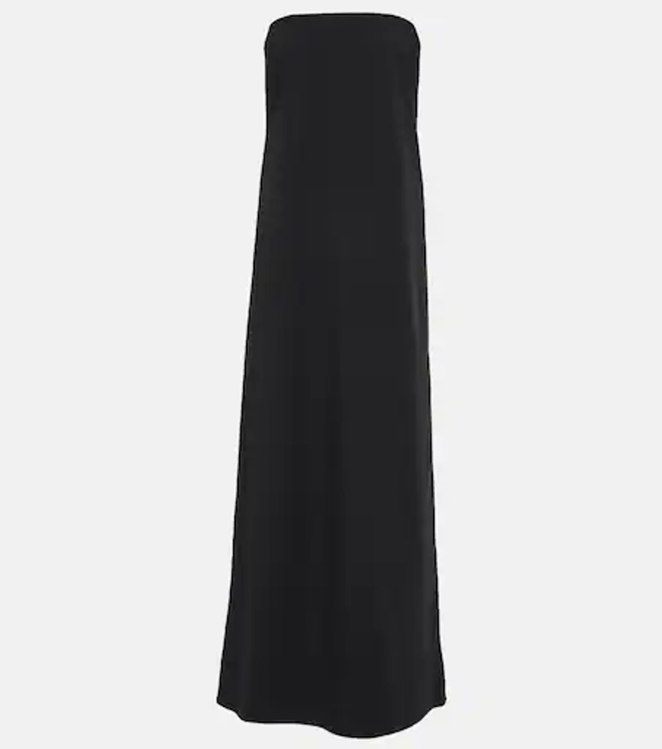 Strapless virgin wool-blend maxi dress in black - CO | Mytheresa