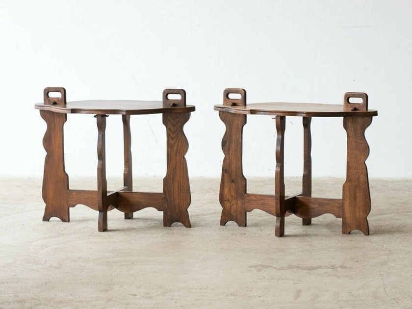 Brutalist Oak Side Tables, 1970s | Vinterior