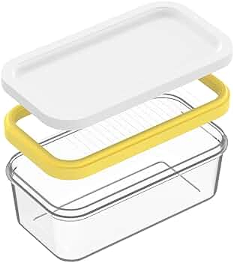 Butter Slicer Cutter, Stick Butter Container Dish with Lid for Fridge, Easy Cutting Two 4oz Sticks Butter