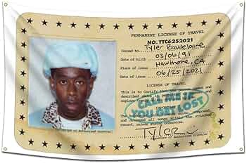 ENMOON Tyler The Creator Tapestry Flag - Call Me If You Get Lost Album Cover Tapestry Hanging Living Room Bedroom Dorm Aesthetic Decor 60x40 Inch