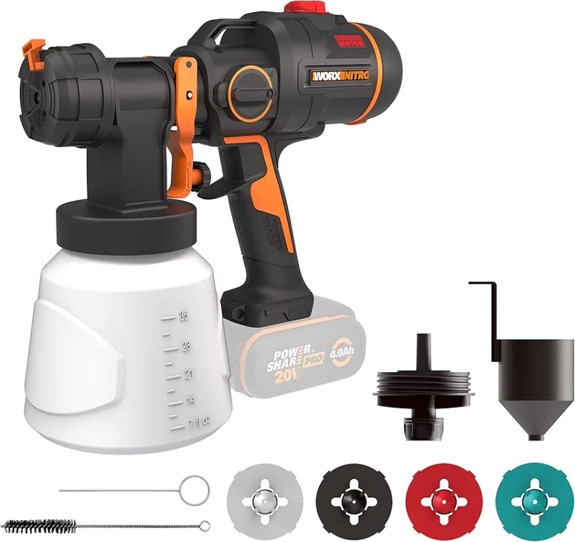 Worx WX020.9 18V (20V MAX) Cordless HVLP Paint Sprayer - (Tool only - Battery & Charger Sold Separately) Black