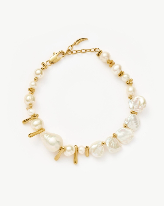 Mixed Pearl Statement Beaded Bracelet | 18ct Gold Plated/Pearl Bracelet